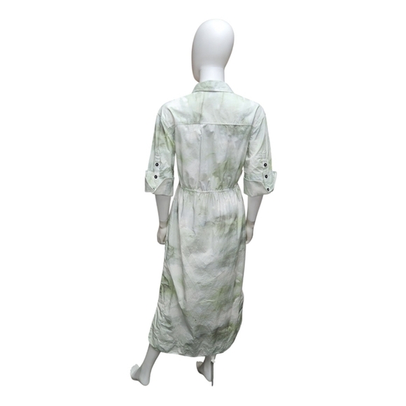 GANNI | Green Watercolor Midi Shirt Dress in Size EU 34 / US 2 - Picture 5 of 6